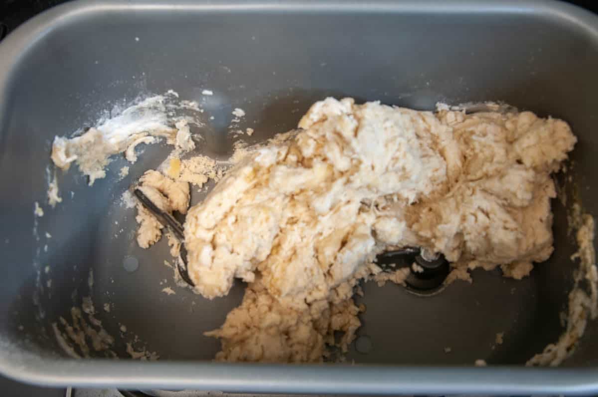 dough starting to clump at the beginning of the DOUGH cycle.