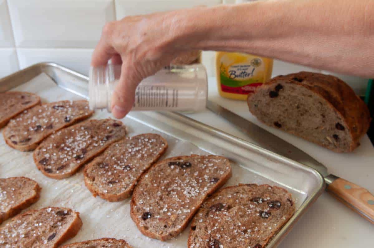 sprinkling slices with sanding sugar or coarse sugar