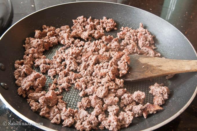 frying ground beef