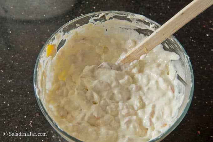 cream cheese mixture with veggies