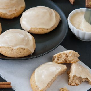 Cake-like cinnamon cookies with browned butter icing