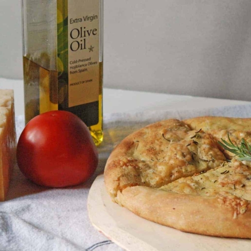 Bread Machine Focaccia with Rosemary and Parmesan Salad in a Jar