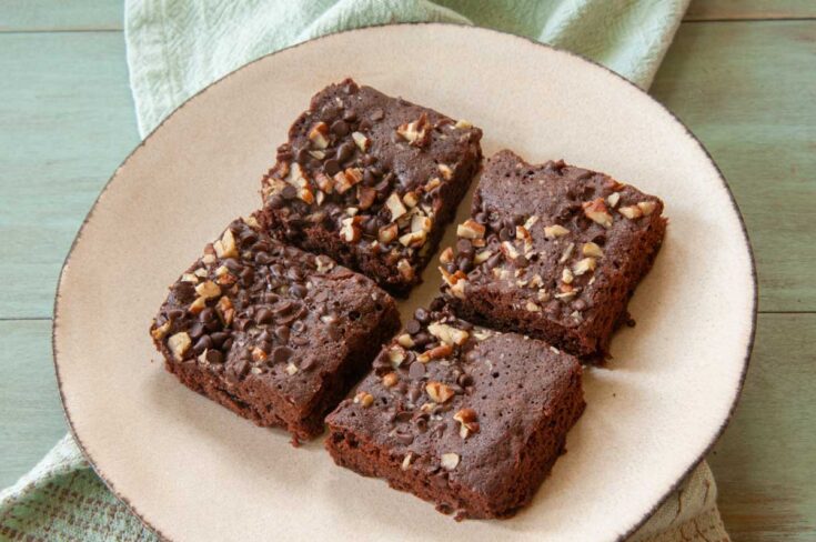 4 microwave brownies on a plate