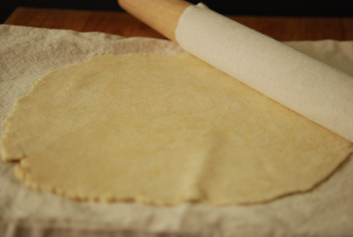 rolling out pie dough