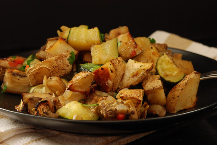 roasted eggplant and potatoes