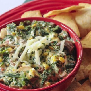 spinach, corn, cheese, dip, party, side dish, veggie, vegetables