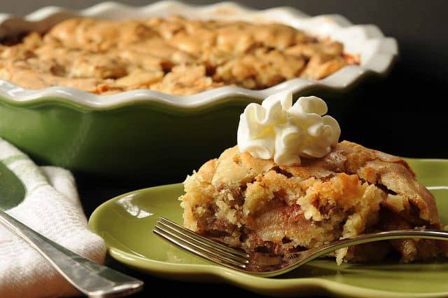 Swedish Apple Pie--slice in front of pie