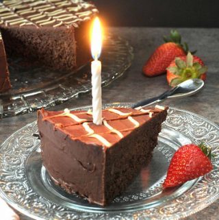 GLAZED FUDGE BIRTHDAY CAKE