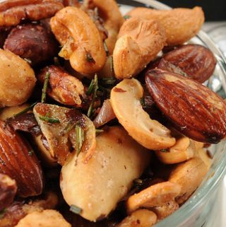 WARM AND TOASTY NUTS WITH ROSEMARY AND SHALLOTS