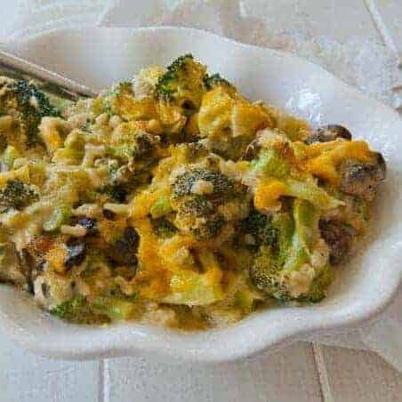 broccoli casserole without soup in a serving dish