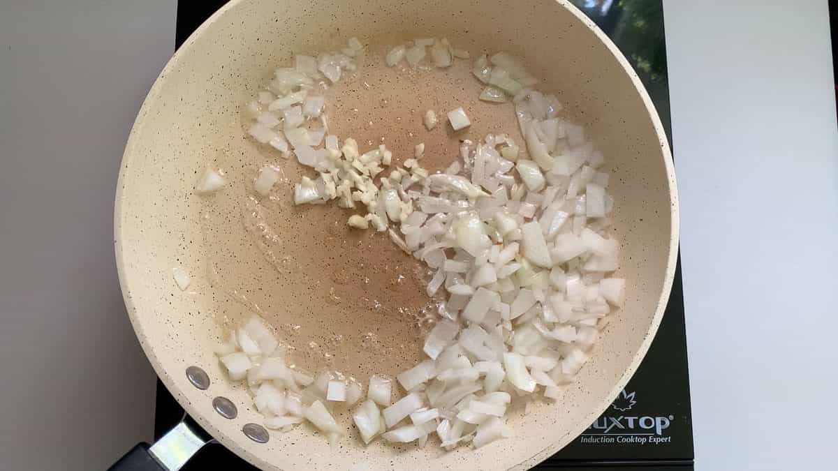 frying onions in bacon grease.