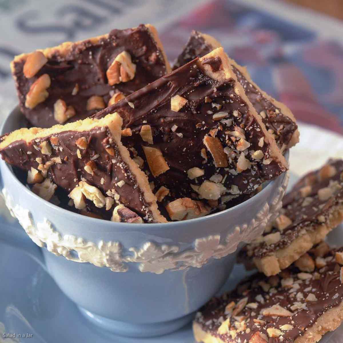 Quick Toffee Bars in a coffee cup