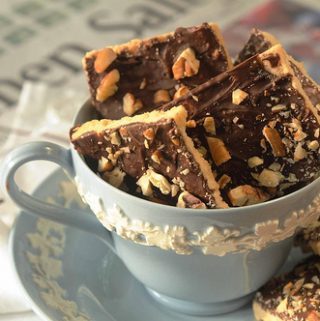 TOFFEE BARS in a tea cup