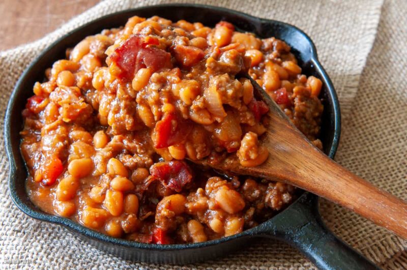 Best Baked Beans with Sausage and Ground Beef