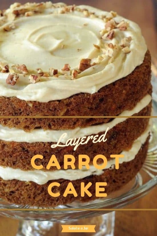 Pinterest image of Layered Carrot Cake.