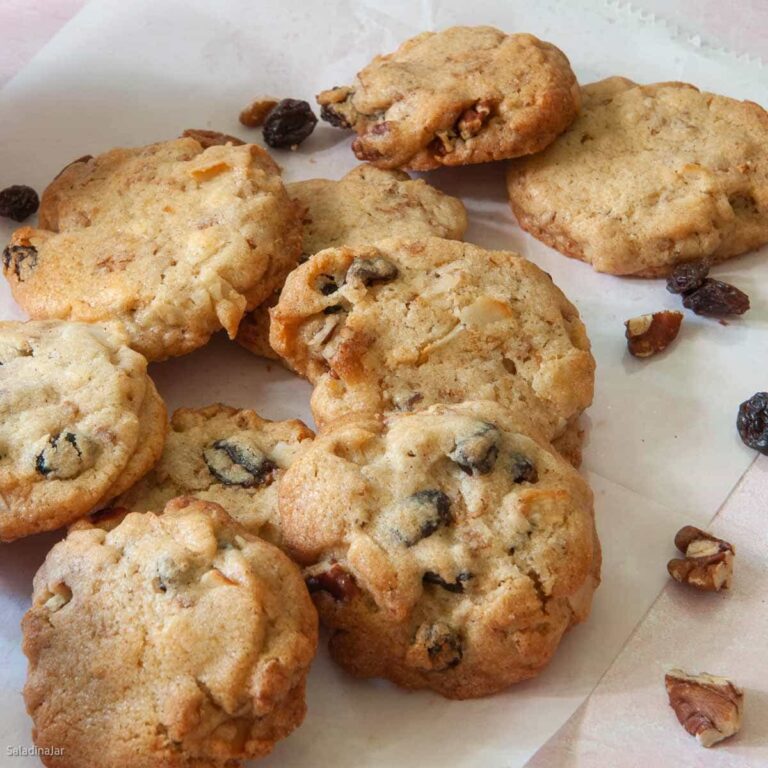 raisin bran crunch cookies on white paper