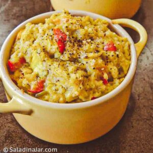 yellow squash souffle in a n individual serving dish