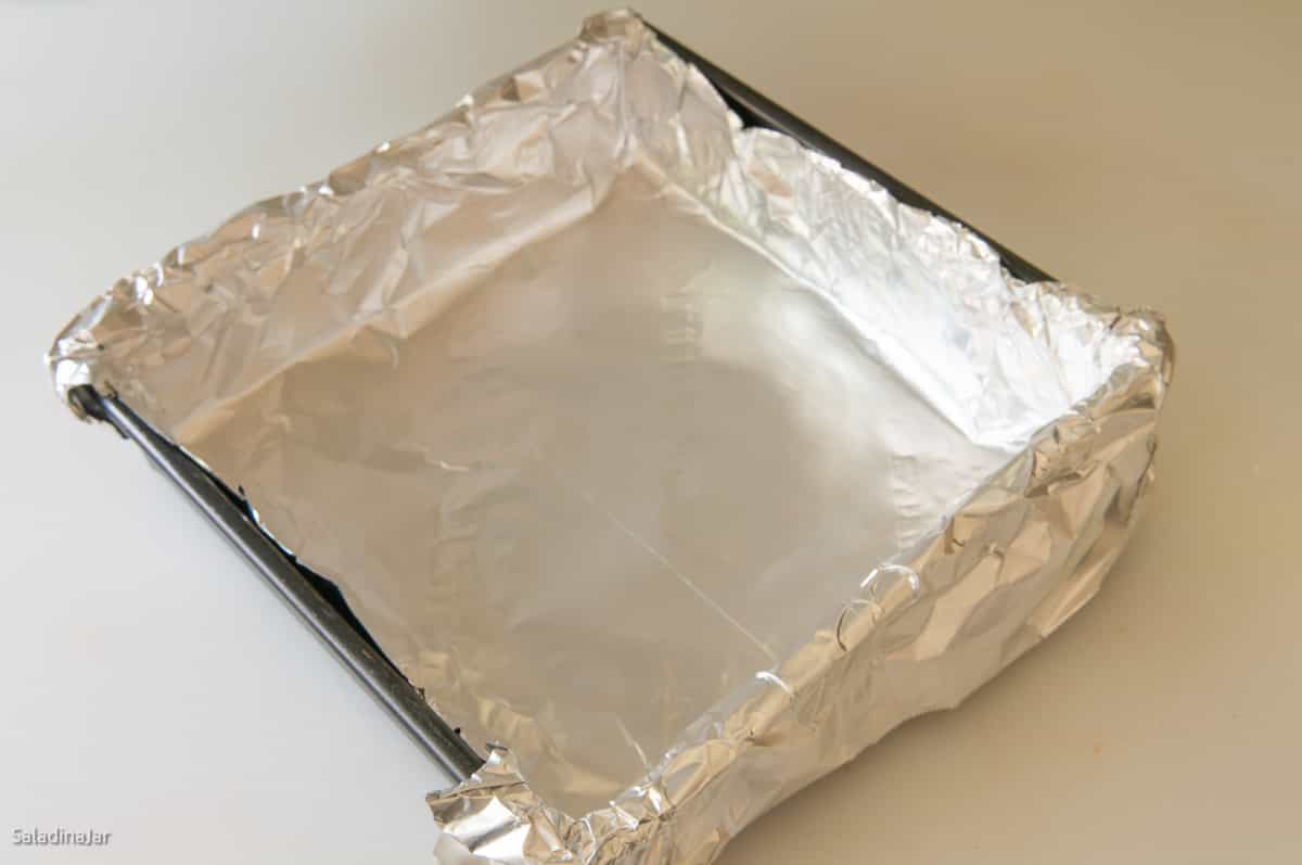 baking pan lined with foil