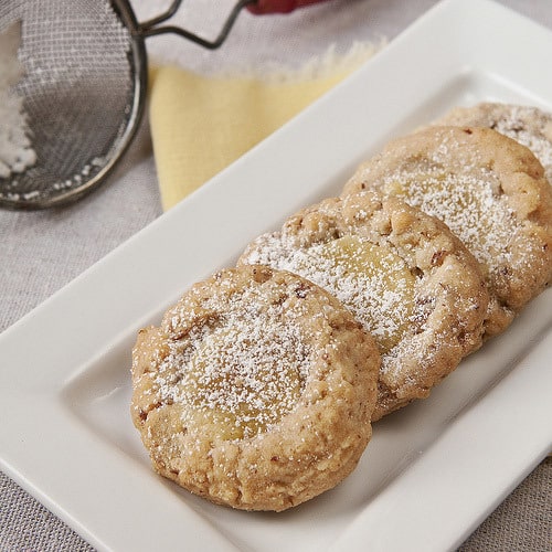 LEMON PECAN COOKIES ready to eat on a rectangular serving plate