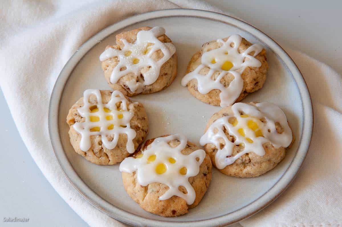 Lemon Curd Thumbprint Cookies with Icing instead of powdered sugar.