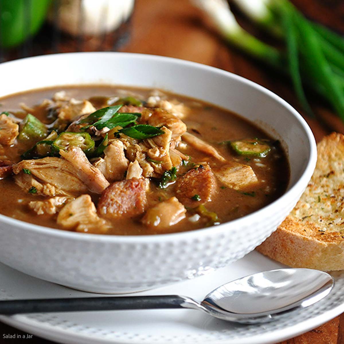 bowl of chicken gumbo without tomatoes