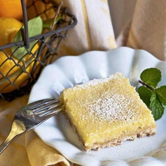 MEYER LEMON YOGURT SQUARES--one square on plate ready to eat