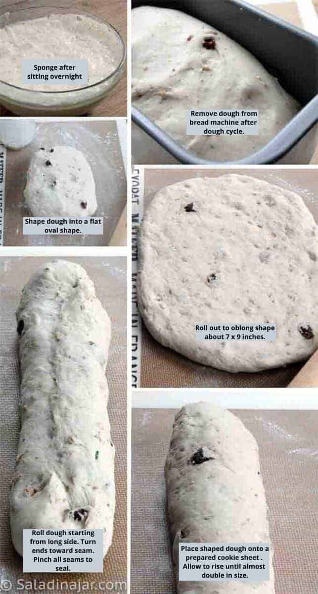 process picture of shaping rosemary bread dough