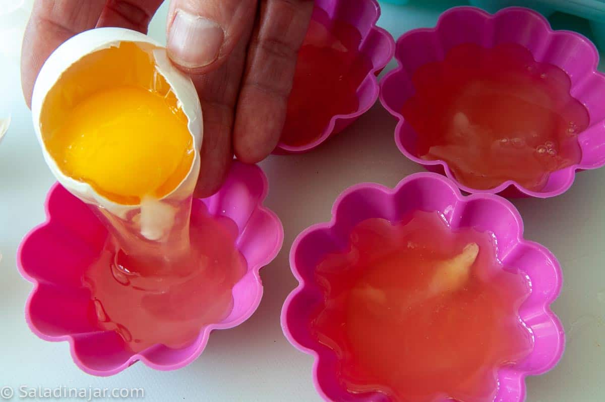 egg whites in silicone shells