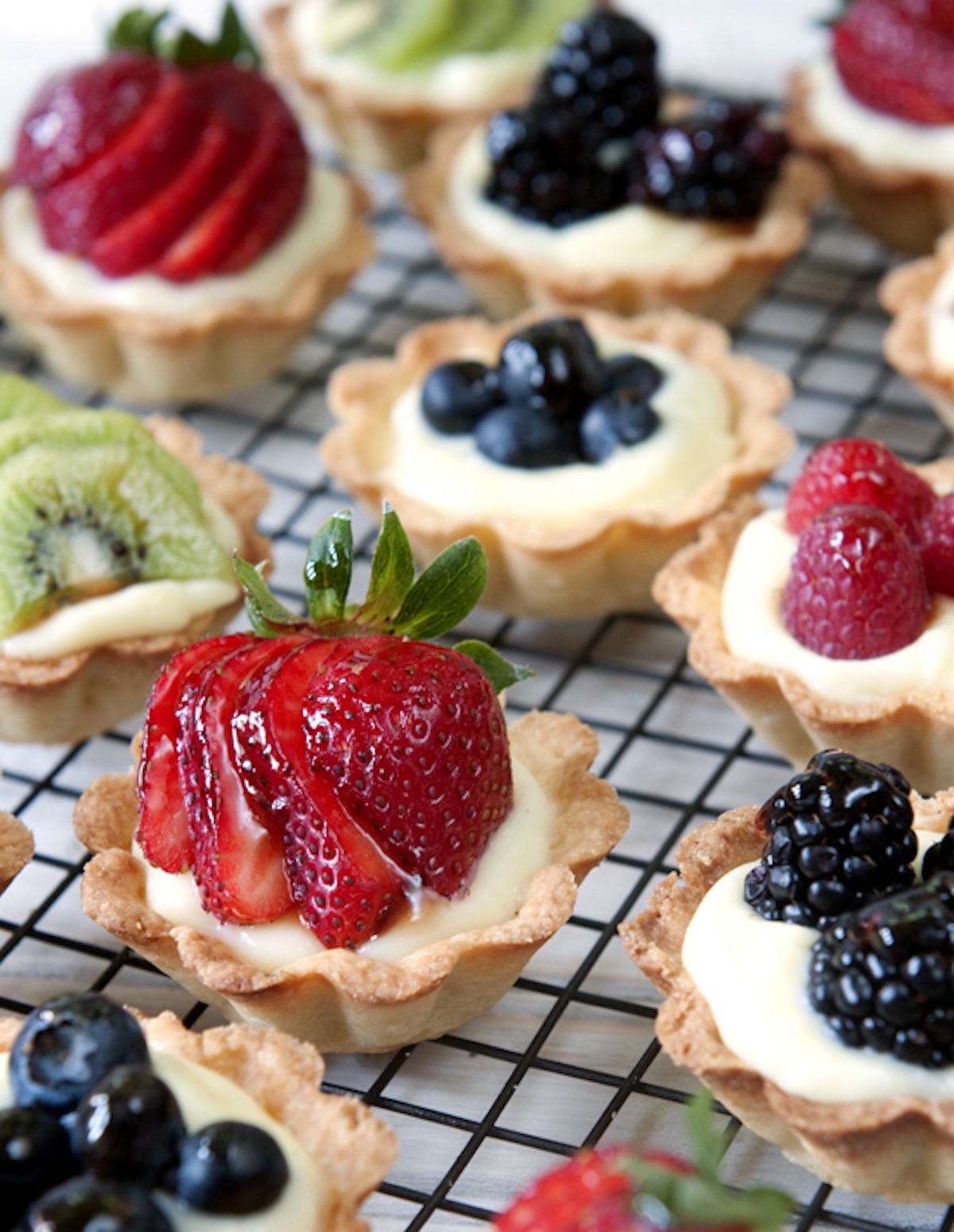 Mini Fruit Tarts with Pastry Cream and the BEST Shortbread Crusts