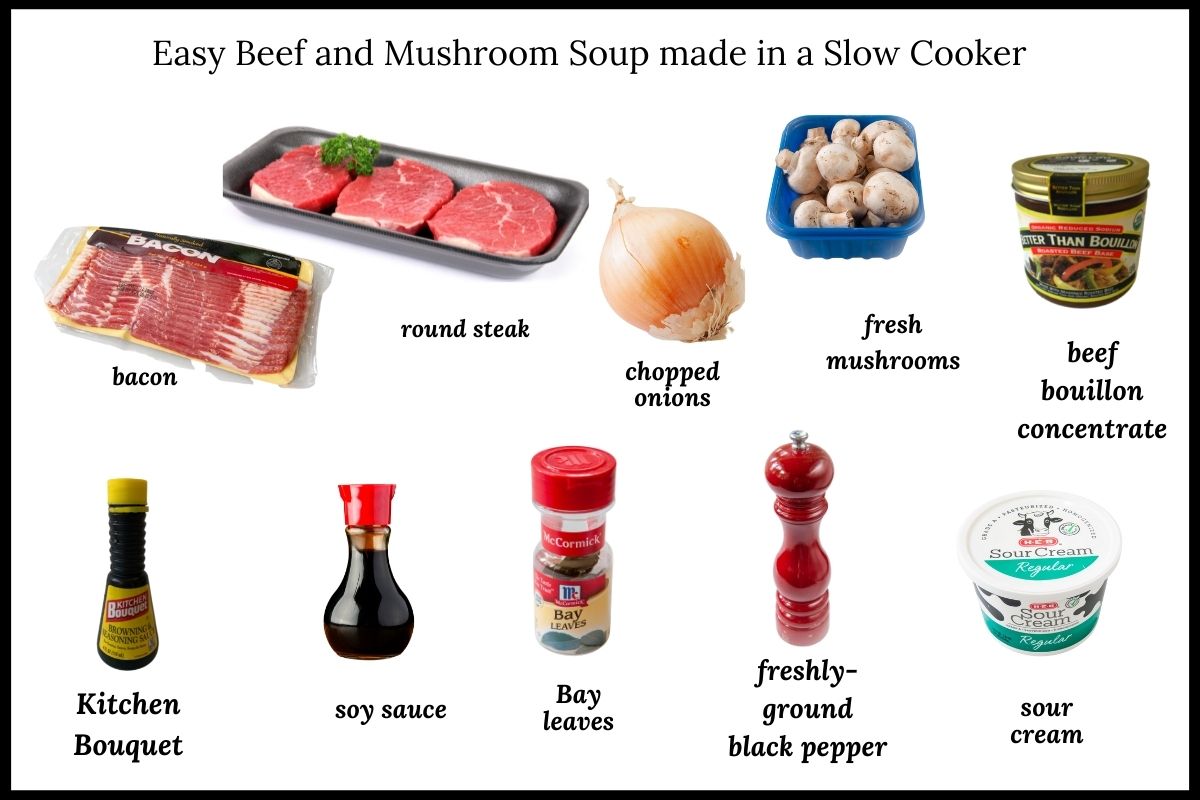 ingredients needed for beef and mushroom soup