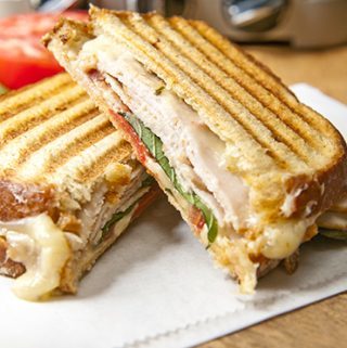 SMOKED TURKEY, PEPPER JACK CHEESE, AND BASIL PANINI