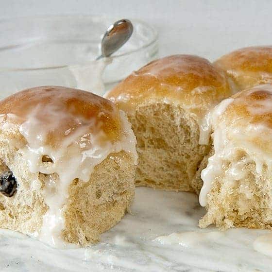 Rum Buns with Raisins ready to eat.