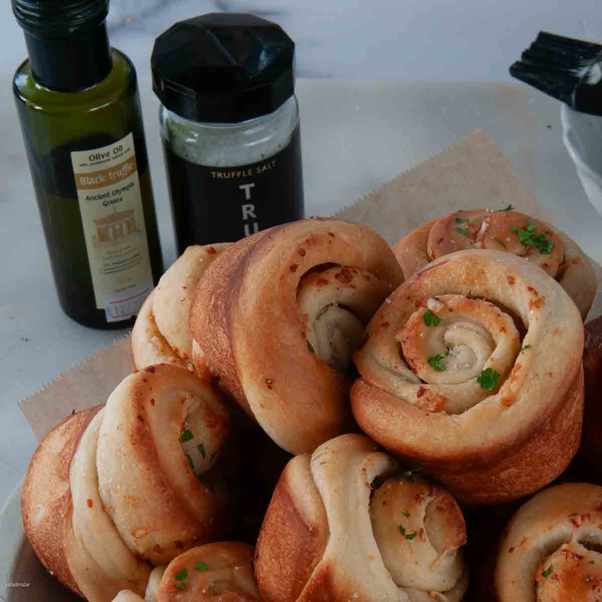 Parmesan Potato Rolls--Truffle bread version with truffle olive oil and truffle salt.
