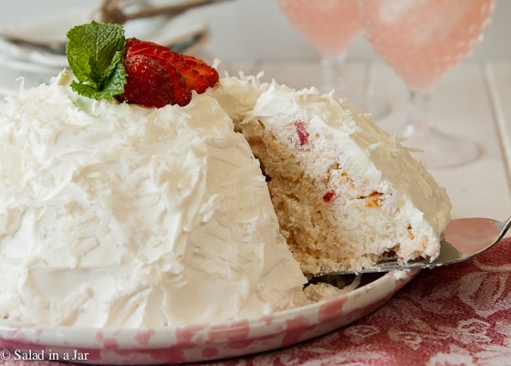Strawberry Snowball Cake