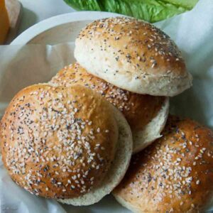 bread machine sesame burger buns ready for sandwiches