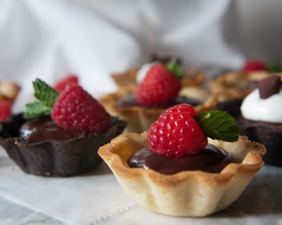 Chocolate Ganache Mini-Tarts with the BEST Homemade Shortbread Crusts