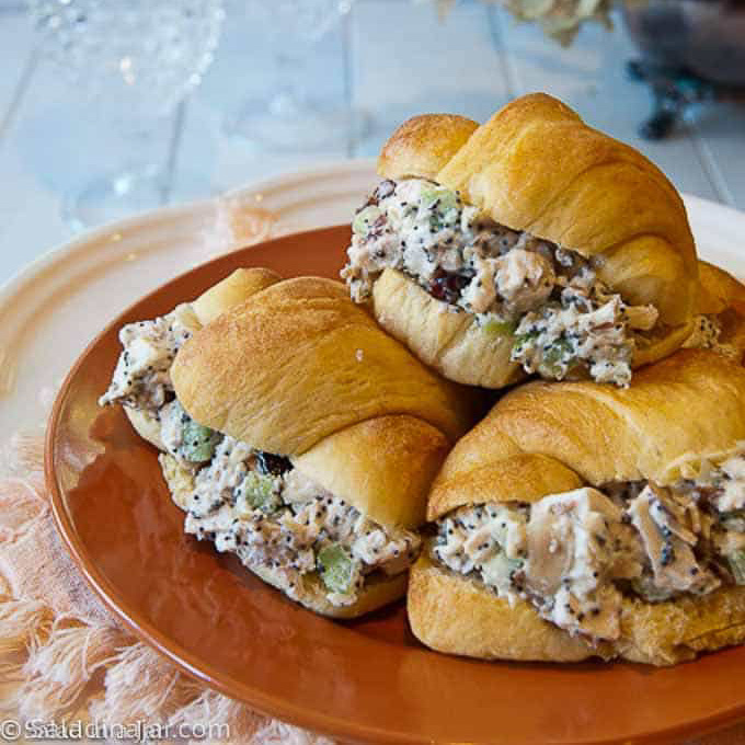 sweet potato rolls with Greek yogurt chicken salad.