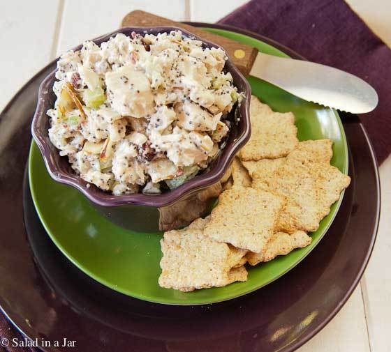 Poppy Seed Chicken Salad served with crackers