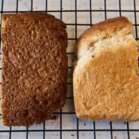 comparing bread crust baked in machine vs oven