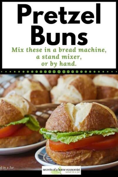 pinterest image of pretzel buns