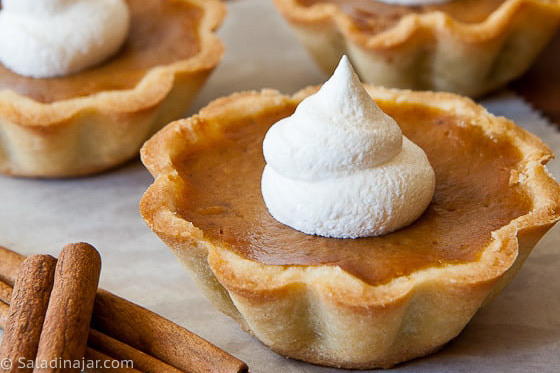 Pumpkin Pie Mini-Tarts with the BEST Shortbread Crusts