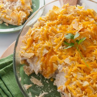 CHEESE-CRUSTED CREAMED CHICKEN AND CHIPS