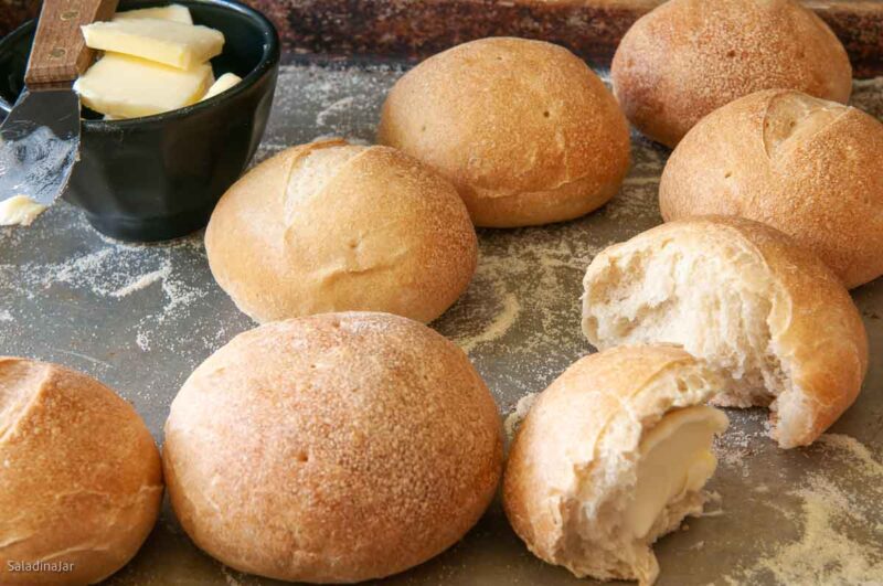 Really Crusty Bread Machine Rolls with a Secret Glaze