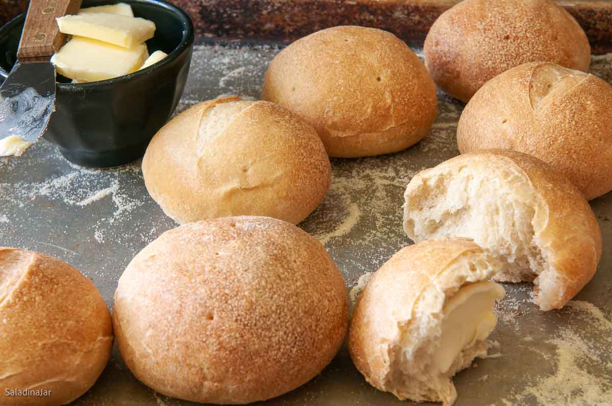 baked rolls served with butter.