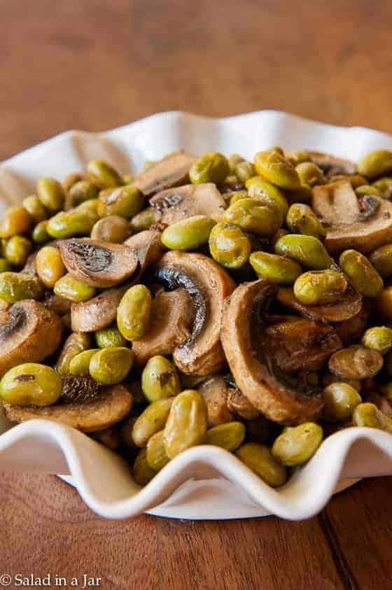 ROASTED EDAMAME AND MUSHROOMS