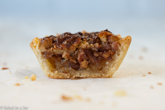 cross section of pecan pie tartlet