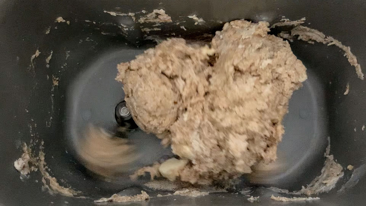 clumpy dough as machine starts to mix
