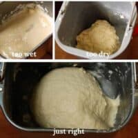bread machine dough, too wet, too dry, and just right