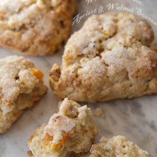 WHITE CHOCOLATE, APRICOT, AND WALNUT SCONES