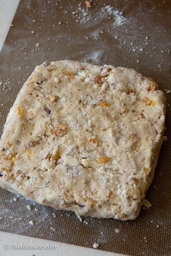 scone dough shaped into a square